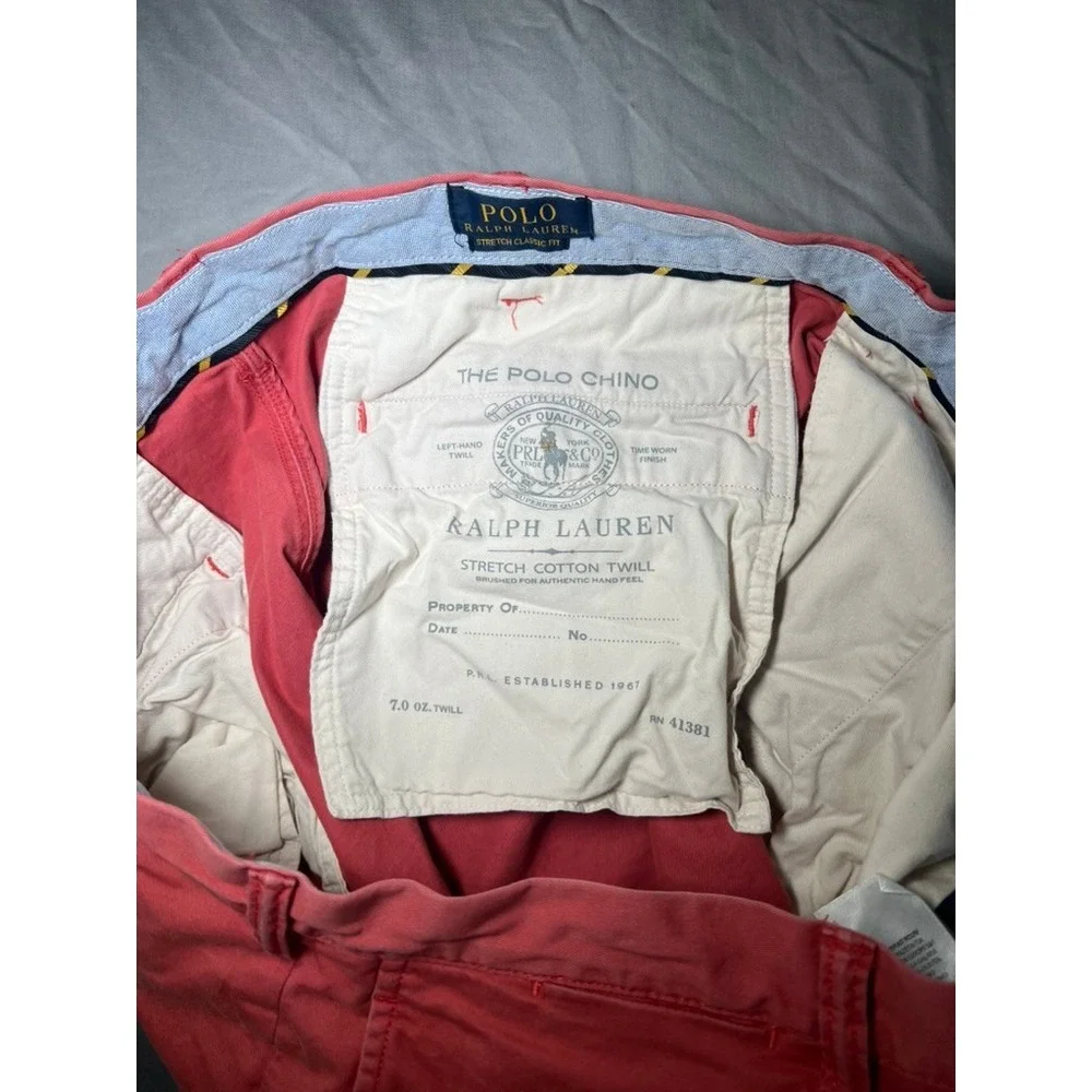 Polo Ralph Lauren Mens Stretch Classic Fit Chino Shorts Coral Pink Size 38